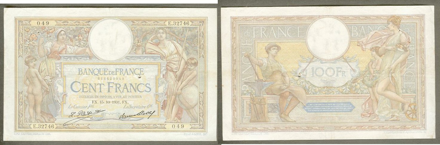 100 francs Merson 15.10.1931 aEF